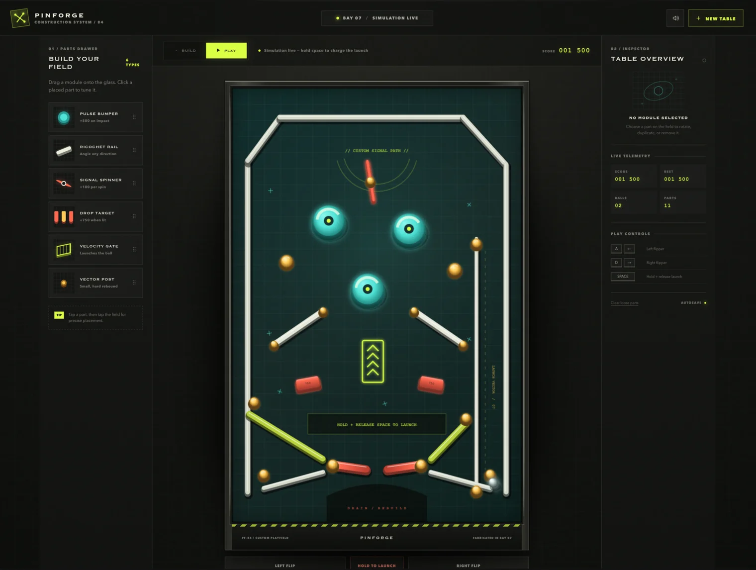 Pinforge, a one-prompt homage to Pinball Construction Set