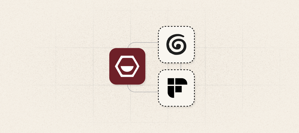 Granola and Fireflies logos flanking the Korey icon on a textured grid background